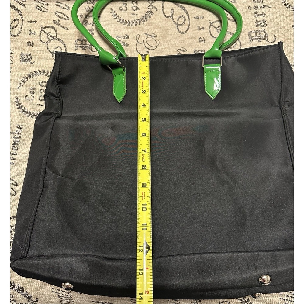 Arbonne Tote Bag Women's Black Green Nylon Shopper Laptop Carryall Flaw - Picture 5 of 6